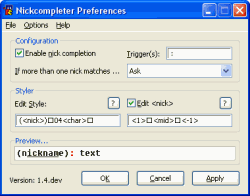 Nick Completion Setup